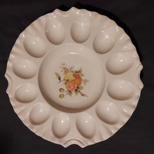 Vintage Easter Egg holder Deviled Egg Plate Serving Tray Norcrest ceramic pretty
